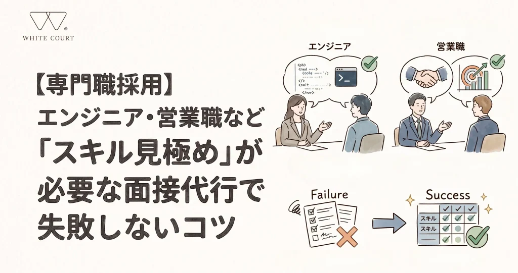 alt="【専門職採用】エンジニア・営業職など「スキル見極め」が必要な面接代行で失敗しないコツ"