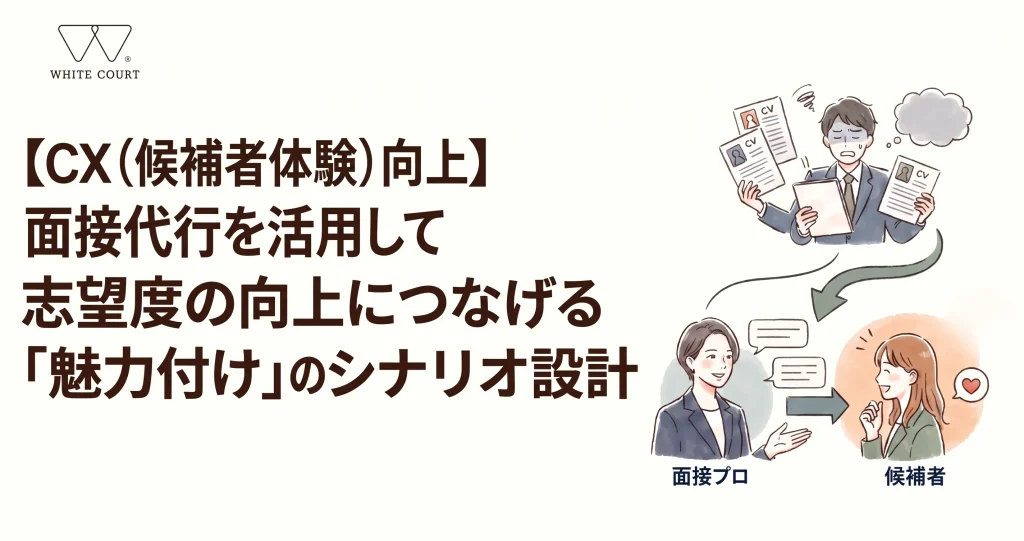 alt="【CX（候補者体験）向上】面接代行を活用して志望度の向上につなげる「魅力付け」のシナリオ設計"